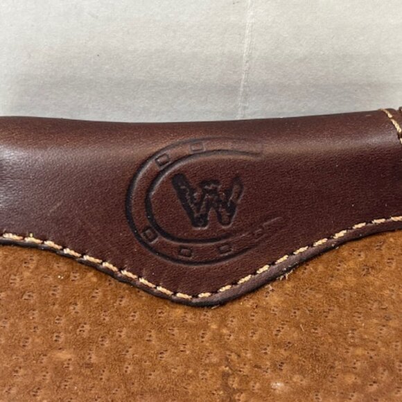 VTG Brown Leather Suede Coin Wallet Change Zip Purse Pouch Key Chain - Picture 2 of 12